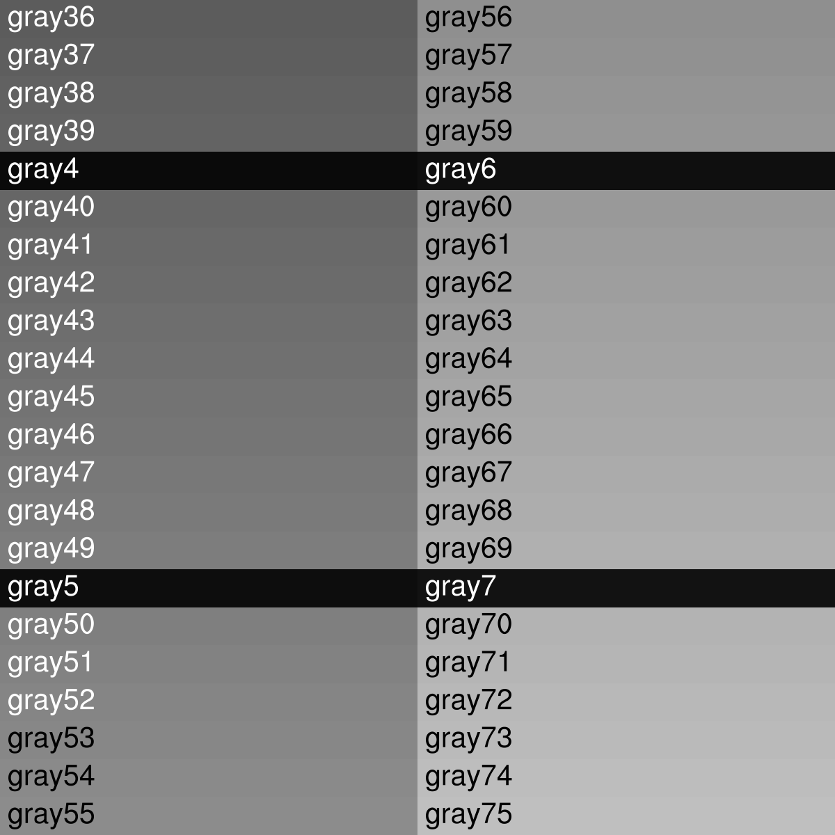 Grey Hex Color Chart