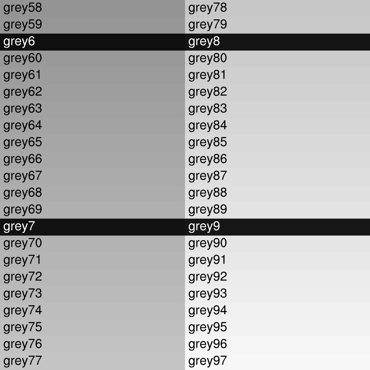 Grey Hex Color Chart